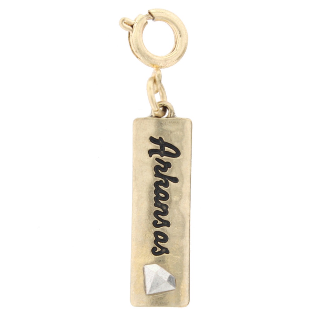 Jane Marie Arkansas Gold Your Home State Charm W Silver Diamond Uaf Razorbacks